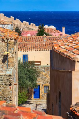 Yunanistan 'ın Mora kentindeki Monemvasia eski evleri