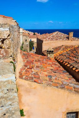 Yunanistan 'ın Mora kentindeki Monemvasia eski evleri
