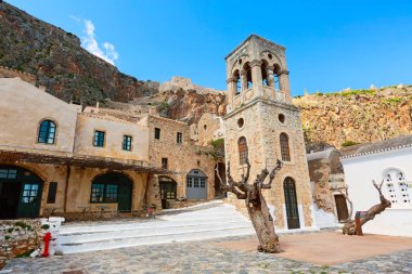 Monemvasia evleri ve kilise, Moreloponnese, Yunanistan