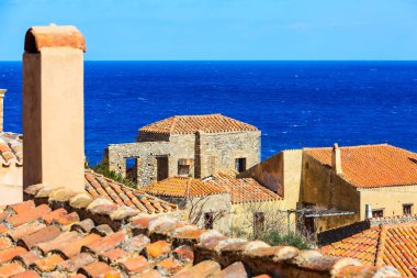 Yunanistan 'ın Mora kentindeki Monemvasia eski evleri