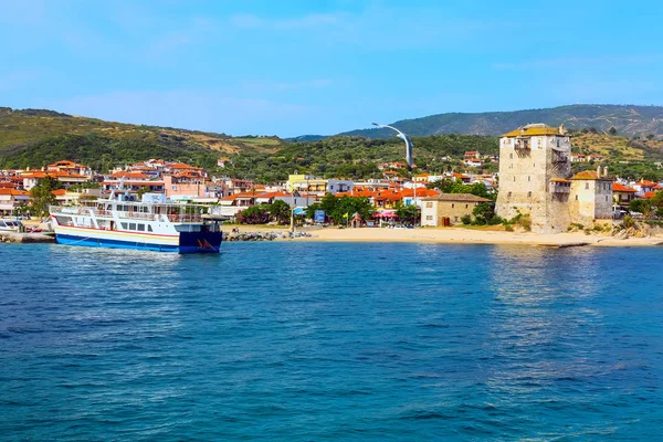 Ouranoupolis harbor, ferry boat, Athos, Greece — Stock Photo, Image