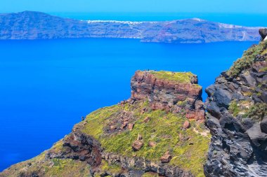 Santorini Skaros rock and caldera, Yunanistan