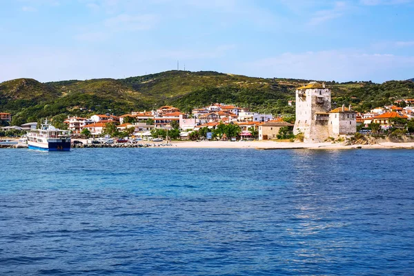 Ouranoupolis harbor, ferry boat, Athos, Greece — Stock Photo, Image