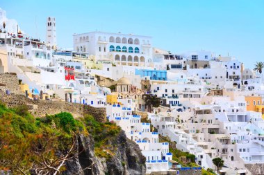 Santorini adasında Thira panoraması, Yunanistan