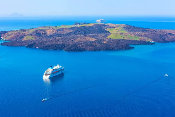 Panorama de caldera y volcán, Santorini, Grecia — Foto de Stock