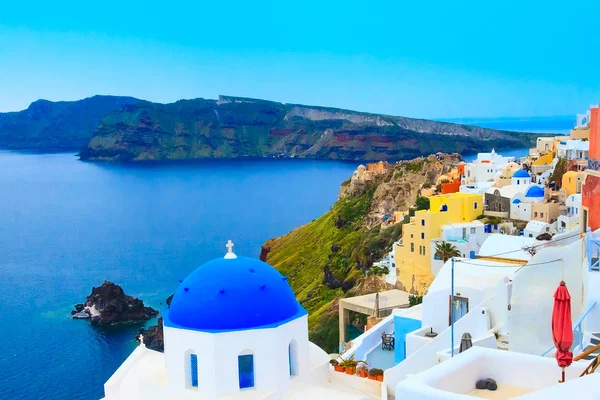 Sea and church dome, Santorini, Greece — Stock Photo, Image