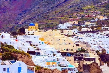Yunanistan 'ın Santorini Adası' ndaki Oia Köyü