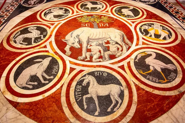 Roman Wolf Romulus Remus pavimento a mosaico — Foto Stock