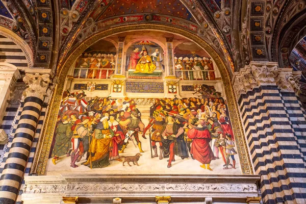 Siena cathedral duomo paintings, Italy — Stock Photo, Image