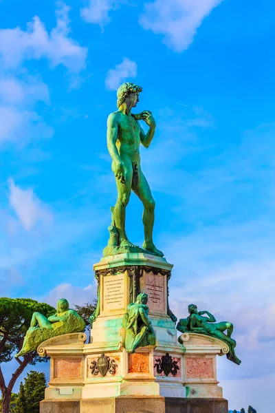 Dávid szobra, Michelangelo tér, Firenze Olaszország — Stock Fotó