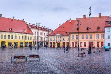 Sibiu'daki ana meydan, Transilvanya, Romanya