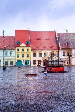 Sibiu'daki ana meydan, Transilvanya, Romanya