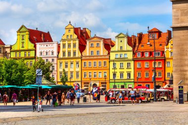 Wroclaw, Polonya Tuz Meydanı renkli evler