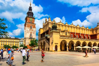 Krakow, Polonya ana pazar meydanı, belediye binası
