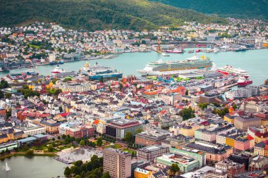 Bergen, Norveç havadan görünüm Panoraması
