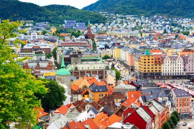 Bergen, Norveç manzaralı renkli evler