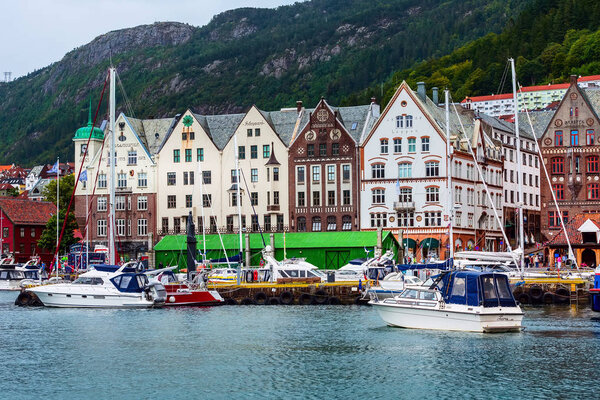 Bergen, Norway city center view with Bryggen