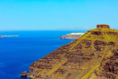 Santorini geniş panorama, Yunanistan
