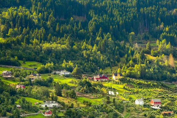 Noorwegen fjord Village panorama landschap — Stockfoto