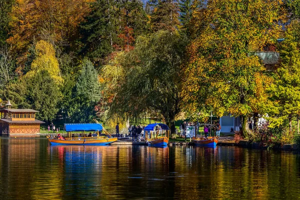 Bled, Eslovénia estação de barcos pletna — Fotografia de Stock