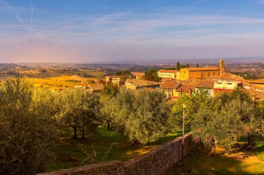 San Gimignano, Toskana, İtalya hava manzarası