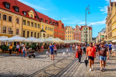 Wroclaw, Polonya Market Meydanı akşam manzarası