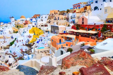 Yunanistan 'ın Santorini adasındaki Oia panoraması