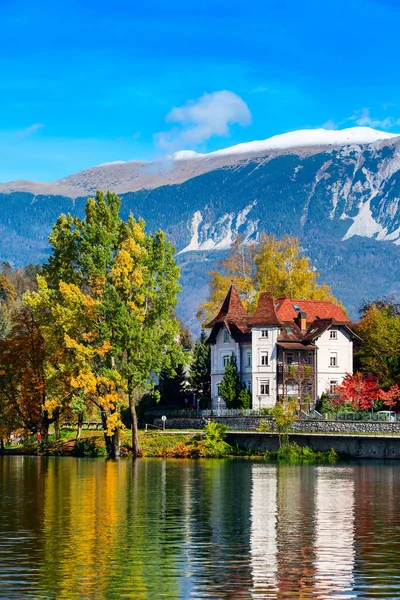 Озеро Блед и замок осенью, Словения — стоковое фото