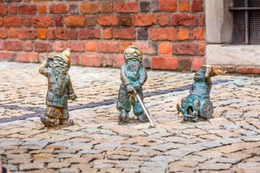 Wroclaw, Polonya engelli cüceler heykelcikler