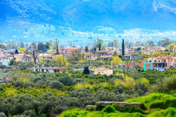 Flyg foto över Sparta, Peloponnesos, Grekland — Stockfoto