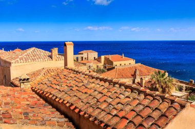 Yunanistan 'ın Mora kentindeki Monemvasia eski evleri