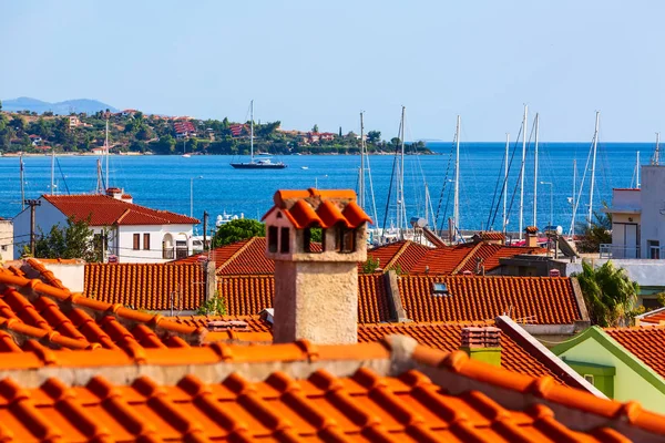 Nikiti, Sithonia, Greece, marina, sea, red roofs — Stock Photo, Image