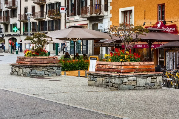 Chamonix Mont-Blanc, Franciaország utcára néző — Stock Fotó