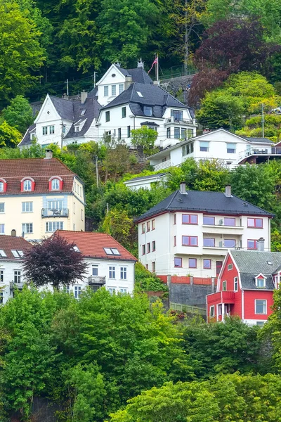 Bergen, Norge vy med färgglada hus — Stockfoto