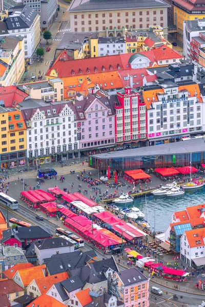 Bergen, Norway fish market aerial view — 图库照片