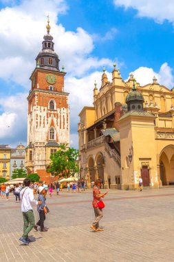 Krakow, Polonya ana pazar meydanı, belediye binası