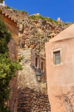 Yunanistan 'ın Mora kentindeki Monemvasia eski evleri