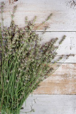 Lavanta çiçekleri, kırsal arka planda buket, genel giderler.