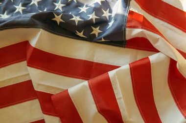 Amerikan bayrağı sallayarak arka plan. Bağımsızlık günü, anma günü, İşçi Bayramı