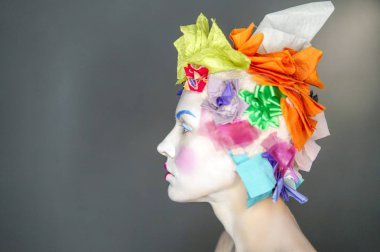 Stilize Asyalı kadın portresi. Geiko, yaratıcı makyaj makyaj