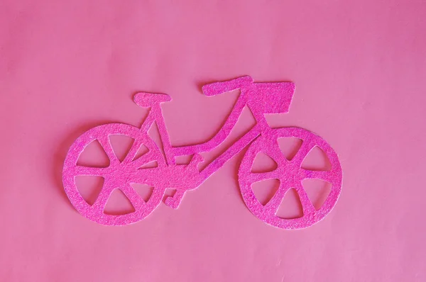 Senhora Conceito Bicicleta Cidade Bicicleta Rosa Estilo Mínimo Sobre Fundo — Fotografia de Stock