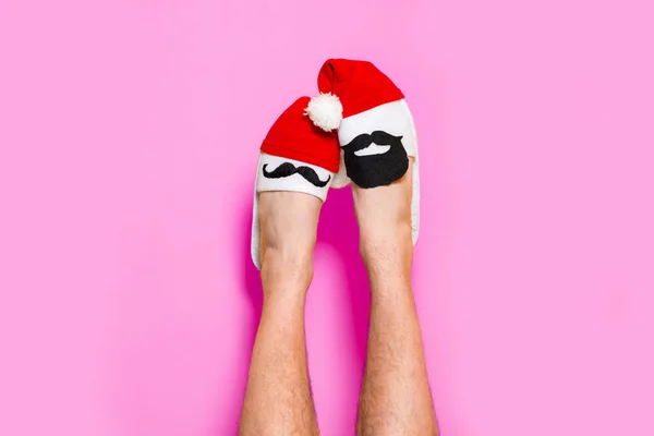 Grappige Kerst Paar Geïsoleerd Roze — Stockfoto