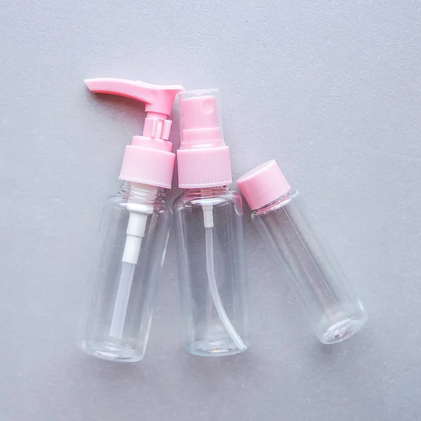 Frascos Plástico Transparente Para Cosméticos Jabón Gel Loción Crema Champú —  Fotos de Stock