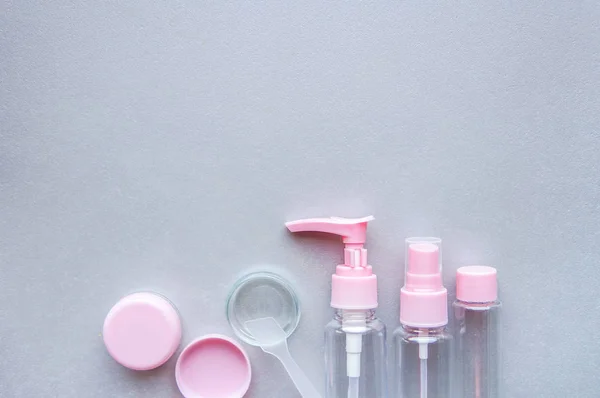 Frascos Plástico Transparente Para Cosméticos Jabón Gel Loción Crema Champú —  Fotos de Stock