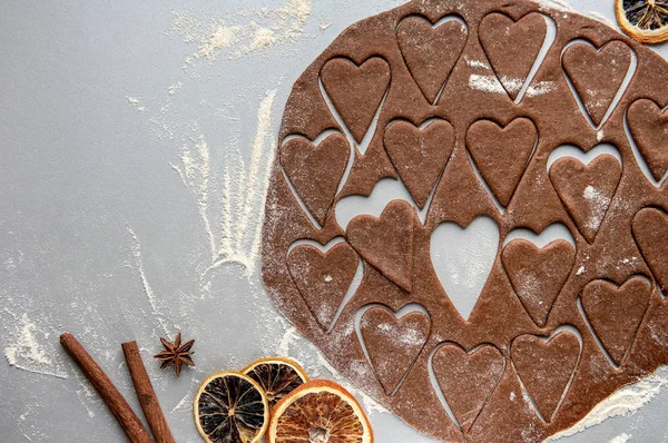 Valentýn Tvaru Srdce Cookies Pozadí — Stock fotografie