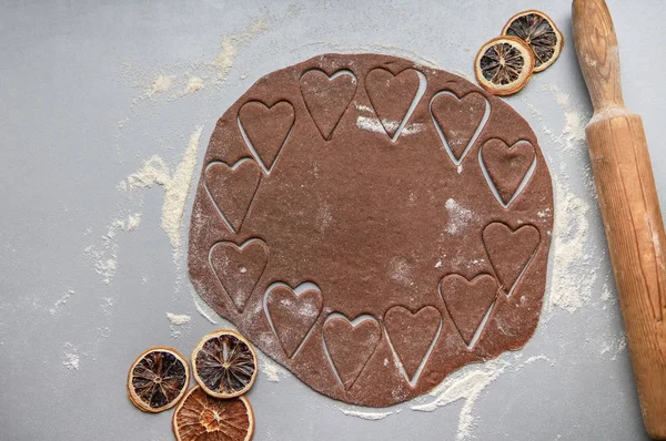 バレンタインのハート型のクッキーの背景 — ストック写真