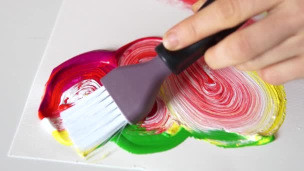 Arte Criatividade Conceito Pessoas Mão Artista Com Pintura Pincel Quadro — Vídeo de Stock