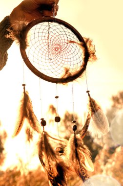 Dreamcatcher günbatımı , boho şık, etnik muska, sembol