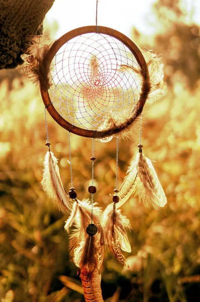 Dream Catcher Zonsondergang Boho Chic Etnische Amulet Symbool — Stockfoto