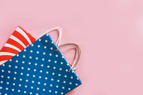 4Th July Holiday Shopping Concept Shopping Bags National American Colors — Stock Photo, Image